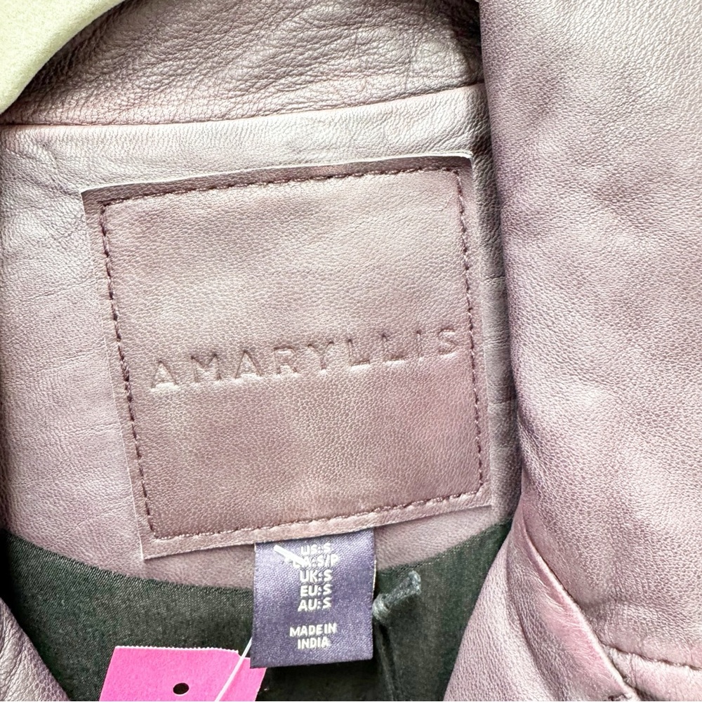Amaryllis purple leather moto jacket - Picture 2 of 5